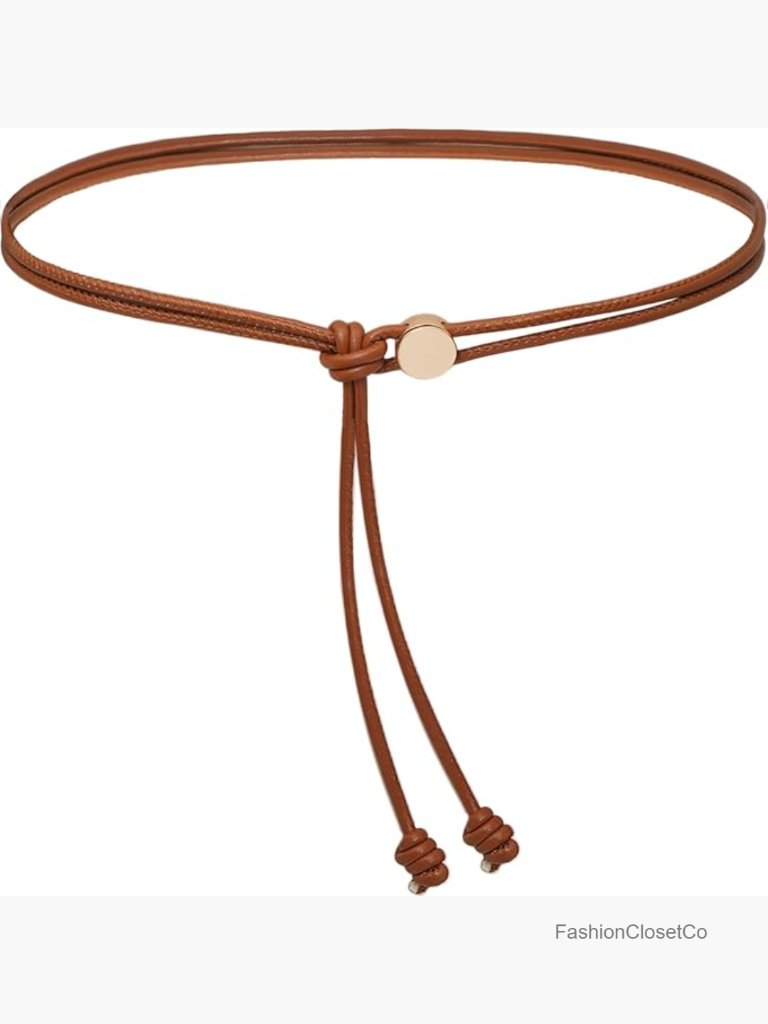 Thin Pu Leather Knotted Waist Belt For Dresses & Skirts
